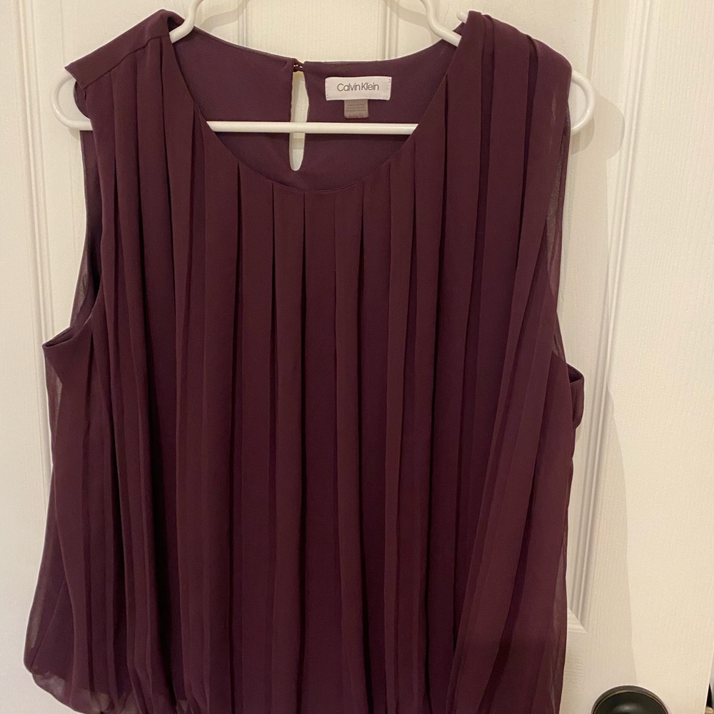 Calvin Klein plum accordion blouse